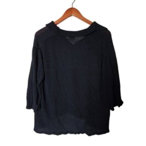 Margaret O'Leary Pullover Sweater Black Collar Viscose Knit Tunic size 2 - Picture 10 of 10